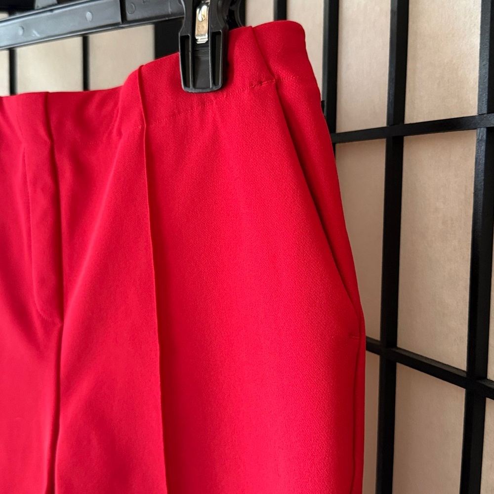 Rachel Zoe Vibrant Red High-Waist Tailored Shorts - Picture 3 of 10